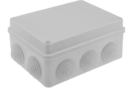 Коробка распределительная прямоугольная 150 мм x 110 мм, глубина 70 мм, наружный монтаж, IP55, вводов:10, серый, с крышкой, GUSI Electric (С3В1510 Евро)