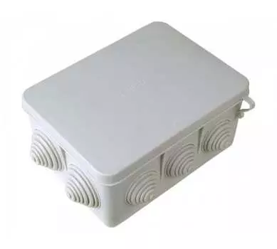 Коробка распределительная прямоугольная 15 см x 11 см, глубина 7 см, наружный монтаж, IP55, вводов:12, наличие сальников, белый, с крышкой, HEGEL (КР2606)