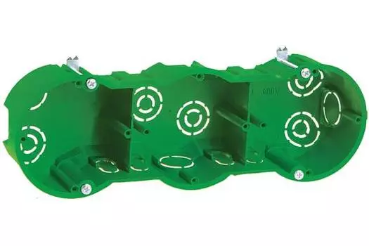 Коробка установочная Greenel GE40024, модулей: 3, мест: 1, 21.2 см x 4.5 см, для сплошных стен, зеленый (GE40024)