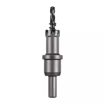 Коронка Milwaukee 1.8 см, хвостовик: 3х гранный 13мм, твердосплавная, сталь прочностью не более 1200 Н/мм толщиной до 4 мм, нержавеющая сталь толщиной до 2 мм, алюминий, цинк, медь, чугун, стекловолокно, ПВХ (4932479034)