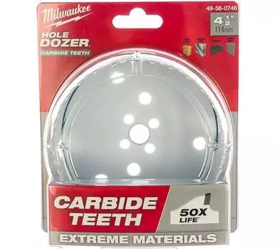 Коронка Milwaukee HOLE DOZER CARBIDE 11.4 см, хвостовик: 5/8 дюйма, Bi METALL, керамическая плитка, чугун, нержавейка, алюминий, сталь, композитные материалы (49560746)