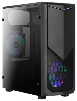 Корпус AeroCool Tomahawk-A Black, ATX, Midi-Tower, RGB подсветка, черный, без БП (4718009156777)
