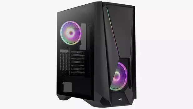 Корпус AeroCool Visor-G-BK-v1, ATX, Midi-Tower, 2xUSB 3.0, RGB подсветка, черный, без БП (4710562755930)