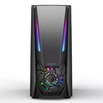 Корпус Alseye Reactor, ATX, Midi-Tower, USB 3.0, RGB подсветка, черный, без БП