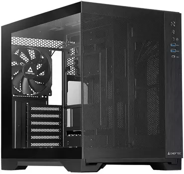 Корпус Chieftec VISIO AIR, ATX, Midi-Tower, 2xUSB 3.0, USB Type-C, черный, без БП (GM-30B-M-OP)