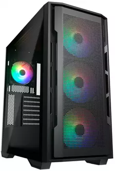 Корпус COUGAR Uniface X RGB V2, EATX, Midi-Tower, 2xUSB 3.0, USB Type-C, RGB подсветка, черный, без БП (CGR-5C78B-X-RGB-V2)
