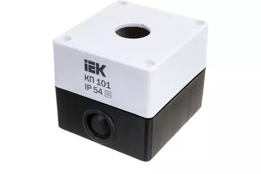 Корпус для кнопок IEK КП-101, на 1 кнопку, белый/черный (BKP10-1-K01)