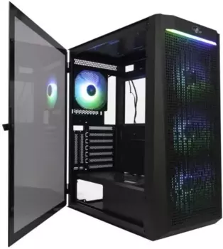 Корпус Eurocase A507, ATX, Midi-Tower, USB 3.0, RGB подсветка, черный, без БП (00-01064533)