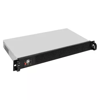 Корпус Exegate 1U250-11/1U-F250AS, mini-ITX, 1U RM, 1x250 Вт, черный/серебристый (EX298546RUS)