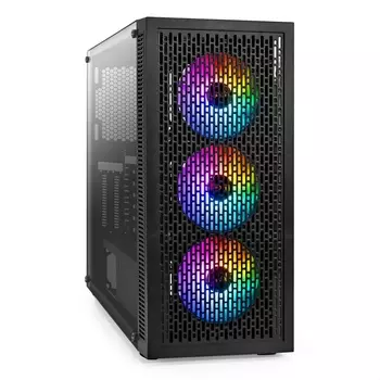 Корпус ExeGate EVO-5001A-NPX450, ATX, Midi-Tower, USB 3.2, RGB подсветка, черный, 450 Вт (EX296316RUS)