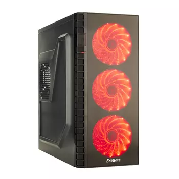 Корпус ExeGate EVO-7215, ATX, Midi-Tower, USB 3.0, черный/красный, Без БП (EX278416RUS)