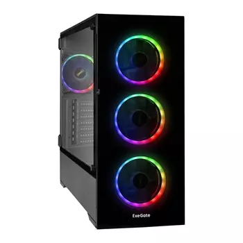Корпус ExeGate i3 MAX-NPX600, EATX, Midi-Tower, USB 3.0, RGB подсветка, черный, 600 Вт (EX290160RUS)