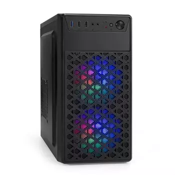Корпус ExeGate mEVO-7803-XP600, mATX, Mini-Tower, USB 3.0, RGB подсветка, черный, 600 Вт (EX296983RUS)