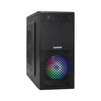 Корпус ExeGate mEVO-7807-XP600, mATX, Mini-Tower, USB 3.0, RGB подсветка, черный, 600 Вт (EX296391RUS)