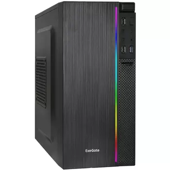 Корпус ExeGate mEVO-9302-NPX400, mATX, Mini-Tower, USB 3.2, RGB подсветка, черный, 400 Вт (EX297474RUS)