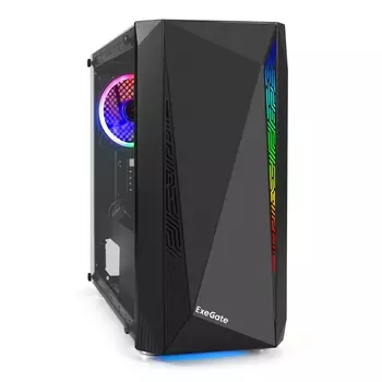 Корпус ExeGate Mistery R2-NPX600, mATX, Mini-Tower, USB 3.0, RGB подсветка, черный, 600 Вт (EX294475RUS)