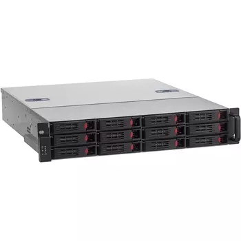 Корпус Exegate Pro 2U550-HS12/1U-1000ADS, ATX, 2U RM, 12x3.5 HS, 1x1000 Вт, черный/серебристый (EX293179RUS)