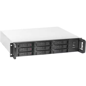 Корпус Exegate Pro 2U650-HS09/2U-700ADS, ATX, 2U RM, 9x3.5 HS, 1x700 Вт, черный/серебристый (EX292584RUS)