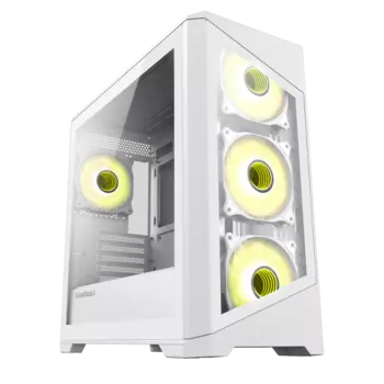 Корпус GameMax Destroyer TGW, mATX, Midi-Tower, USB 3.0, RGB подсветка, белый, без БП (Destroyer TGW)