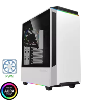 Корпус GameMax Paladin White T801, ATX, Midi-Tower, 2xUSB 3.0, RGB подсветка, белый, без БП (Paladin White T801)
