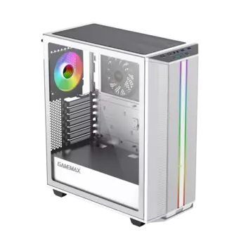 Корпус GameMax Precision COC, ATX, Midi-Tower, 2xUSB 3.0, RGB подсветка, белый, без БП (Precision COC White (T808))