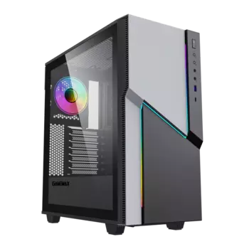 Корпус GameMax ZORRO, ATX, Midi-Tower, USB 3.0, USB Type-C, RGB подсветка, черный/серый, без БП (ZORRO BLACK)