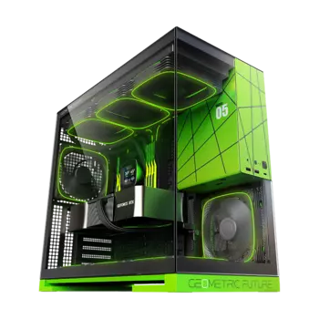 Корпус Geometric Future Model 5, EATX, Midi-Tower, 2xUSB 3.0, USB Type-C, черный/зеленый, без БП (M5-NV)