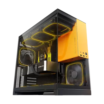 Корпус Geometric Future Model 5, EATX, Midi-Tower, 2xUSB 3.0, USB Type-C, черный/желтый, без БП (M5-YB)