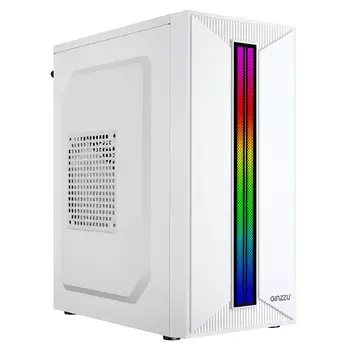 Корпус Ginzzu B380, mATX, Mini-Tower, RGB подсветка, белый, без БП