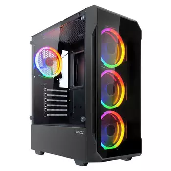 Корпус Ginzzu CL320, ATX, Midi-Tower, USB 3.0, RGB подсветка, черный, без БП (18281)