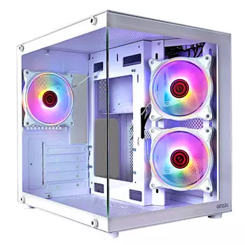 Корпус Ginzzu V250, mATX, Mini-Tower, USB 3.0, RGB подсветка, белый, без БП (18278)