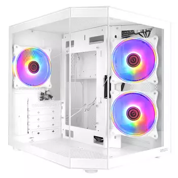 Корпус Ginzzu V290, mATX, Mini-Tower, USB 3.0, RGB подсветка, белый, без БП (18279)