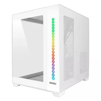 Корпус Ginzzu V420, mATX, Midi-Tower, USB 3.0, RGB подсветка, белый, без БП