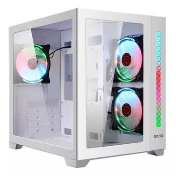 Корпус Ginzzu V450, mATX, Midi-Tower, USB 3.0, RGB подсветка, белый, без БП (V450 RGB)