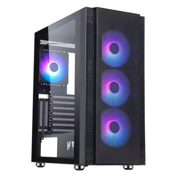 Корпус HAFF Presidio, ATX, Midi-Tower, USB 3.0, RGB подсветка, черный, без БП (0012211084)