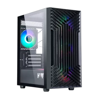 Корпус HAFF Rush, mATX, Mini-Tower, USB 3.0, RGB подсветка, черный, без БП (0015060609)
