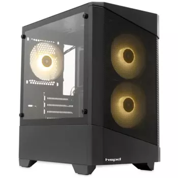 Корпус HSPD M330, mATX, Mini-Tower, USB 3.0, RGB подсветка, черный, без БП (M330-TGBK-ARGB)