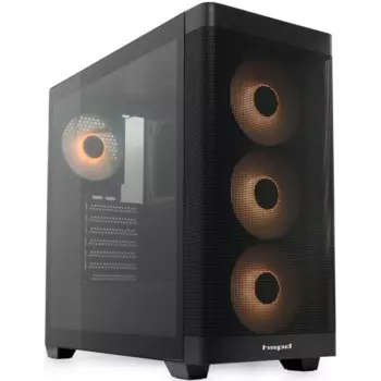 Корпус HSPD M740, EATX, Midi-Tower, USB 3.0, USB Type-C, RGB подсветка, черный, без БП (M740-TGBK-ARGB)
