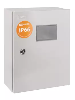 Корпус металлический 395мм x 310мм x 165мм, IP66, замок с ключом, серый, TDM ЩУ-1ф/1-0-12 (SQ0905-0100)
