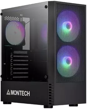 Корпус MONTECH X2 MESH, ATX, Midi-Tower, USB 3.2, RGB подсветка, черный, без БП