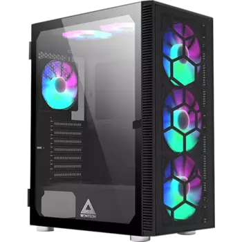 Корпус MONTECH X3 Glass, ATX, Midi-Tower, USB 3.0, RGB подсветка, черный, без БП (X3 GLASS BL)