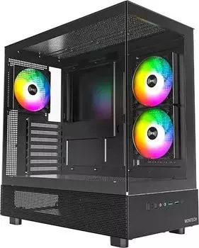 Корпус MONTECH XR, ATX, Midi-Tower, 2xUSB 3.0, USB Type-C, RGB подсветка, черный, без БП (XR BL)