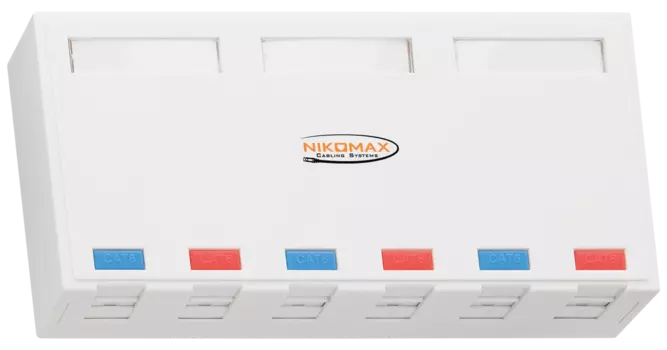 Корпус настенной розетки 170x85x30 NIKOMAX NMC-MB6P-ST-WT под 6 модулей Keystone, белый