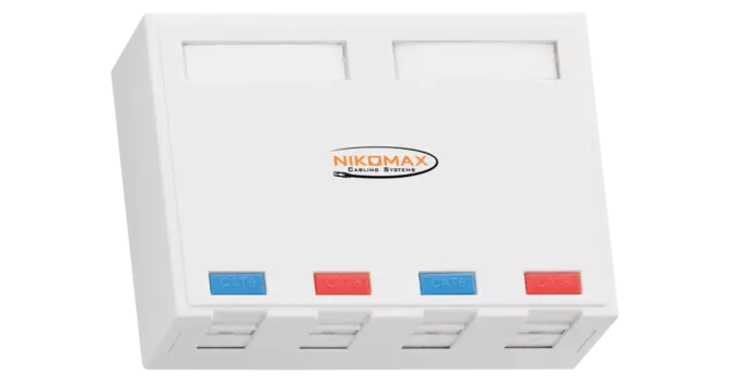 Корпус настенной розетки 4xRJ-45 категория 6, внешняя, NMC-MB4P-ST-WT NIKOMAX