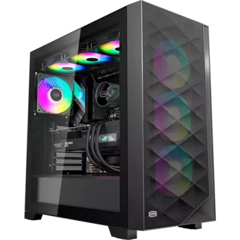 Корпус PCCOOLER C3D510 BK ARGB, ATX, Midi-Tower, 2xUSB 3.0, RGB подсветка, черный, без БП (C3D510-BKP3-GL)