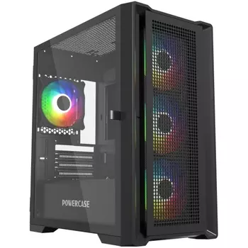 Корпус PowerCase Alisio Micro X4B V2, mATX, Mini-Tower, USB 3.0, RGB подсветка, черный, без БП (CAMCXB-A4)