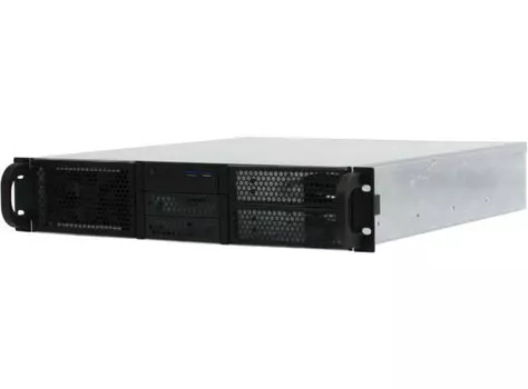Корпус Procase, ATX, 2U RM, без БП, черный/серебристый (RE204-D2H5-A-48)