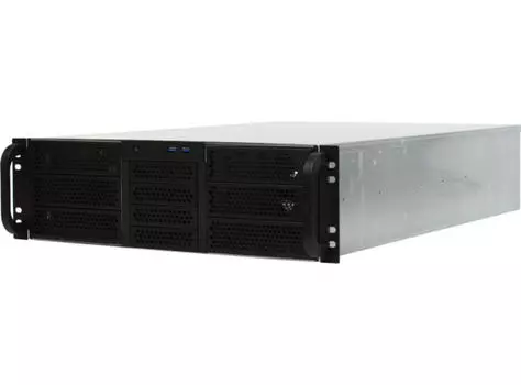Корпус Procase, SSI CEB, 3U RM, без БП, черный/серебристый (RE306-D6H4-C8-48)