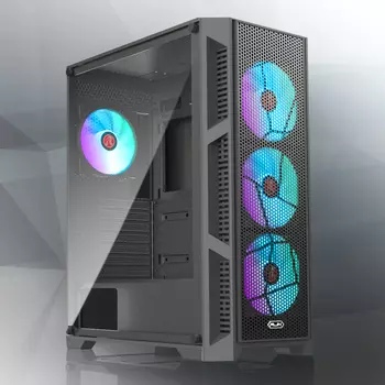 Корпус Raijintek ARCADIA III-MS4, ATX, Midi-Tower, USB 3.0, RGB подсветка, черный, без БП (0R20B00247)