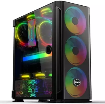 Корпус SOEYI AX1-B10, ATX, Midi-Tower, USB 3.0, черный, без БП (AX1-B10)